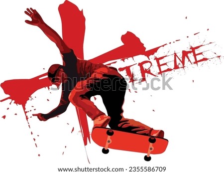 Skateboard Tricks. Vector illustration. Silhouette character.