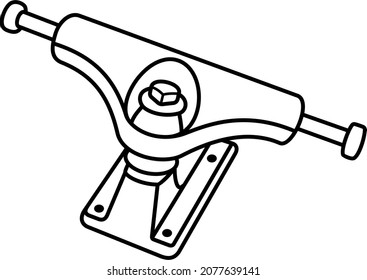 Skateboard truck. Vector outline illustration.