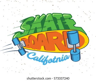 Skateboard / T-shirt graphics / textile graphic / Retro style. Vector / street style.