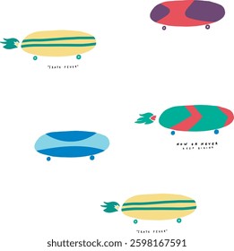 Skateboard and type illustration pattern