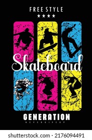 Skateboard typography design t-shirt print vector illustration