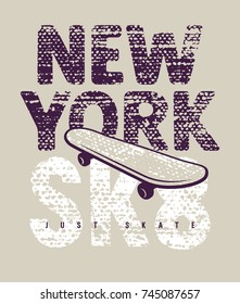 Skateboard typography. Tee graphics. New York skateboarding t-shirt design