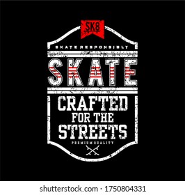 TIPOGRAFÍA DE PATINAJE,IMPRESIÓN ABSTRACTA DE DISEÑO DE CAMISETAS EN T
