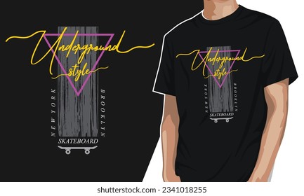 skateboard underground typography t-shirt design editable template