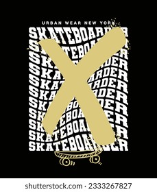 Skateboard urban street concept retro typography. Vector illustration design for fashion graphics, t shirt, print, poster, sticker.