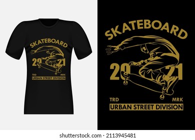 Skateboard Urban Street Division Silhouette Vintage T-Shirt Design