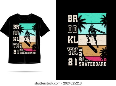 Skateboard urban team silhouette tshirt design