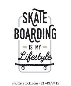 vector de patineta con lemas fríos para la impresión de camisetas