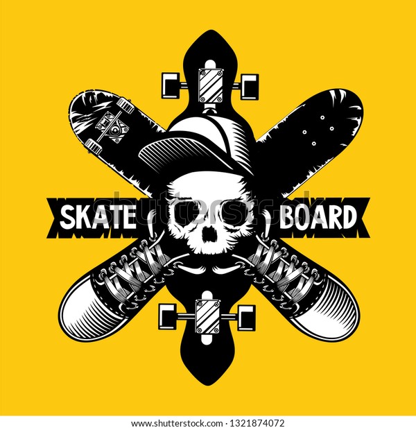 Skateboard Vector Emblem Skull Boards Tattoo Stock Vector (Royalty Free ...