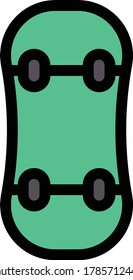 skateboard vector flat color icon 