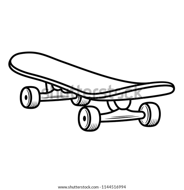 Skateboard Vector Flat Outline Icon Illustration Stock Vector Royalty Free