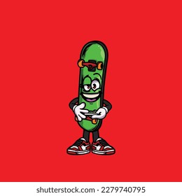caricatura de algas nug articulado vectorial de patines