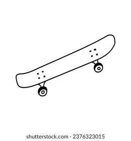 Skateboard vector icon in doodle style. Symbol in simple design. Cartoon object hand drawn isolated on white background.