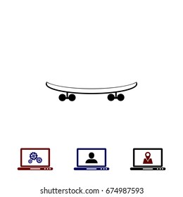  skateboard vector icon, flat design best vector icon