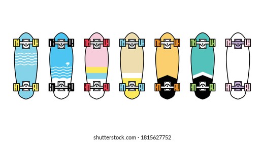 skateboard vector icon logo longboard cruiser board symbol extreme sport cartoon character doodle illustration design