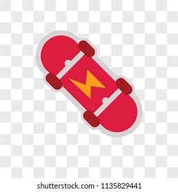 Skateboard vector icon on transparent background, Skateboard icon