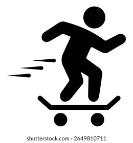 Skateboard vector, icon. A person riding a skateboard with confidence. Simple black silhouette symbol website graphic design. Modern skateboard vector, icon web design isolated on white background.