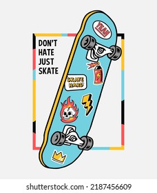 Skateboard vector illustration for apparel prints, posters and other uses.