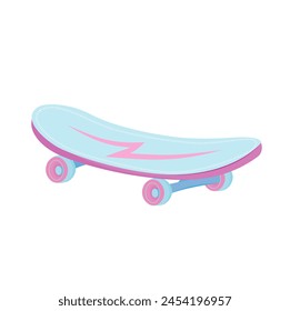 Skateboard vector illustration design in pink and blue colors.