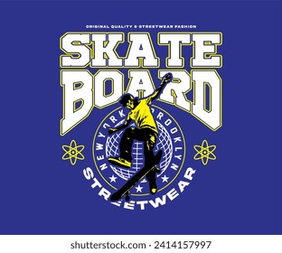 Skateboard vector illustration with grunge style
vector for printed t shirt, streetwear, hoodie, posters, etc