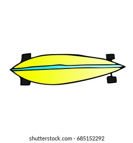 Skateboard vector illustration on white background. Doodle style. Design icon, print, logo, poster, symbol, decor, textile, paper, card. 