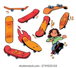 Vector de monopatín con conjunto de ilustración