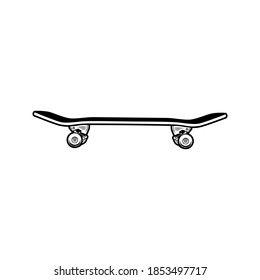 Skateboard vector illustration. Side view of board. Youth, summer activity, skate park, lifestyle concept for emblems or tattoo templates