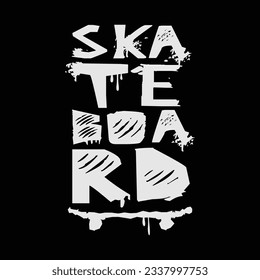 Ilustración vectorial y tipografía de patines, perfecta para camisetas, carteras, impresiones, etc.