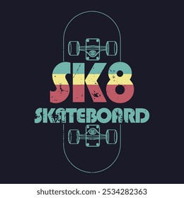 Ilustração vetorial e tipografia skate, perfeito para t-shirts, capuzes, impressões etc.
