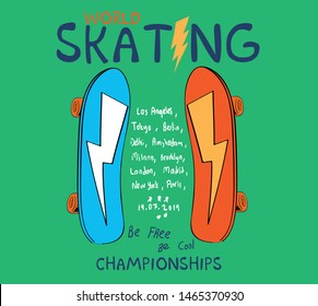 Skateboard vector illustrations with cool slogans for t-shirt print and other uses.