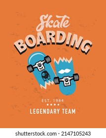 Ilustraciones vectoriales de patineta con lemas geniales para la impresión de camisetas y otros usos. 