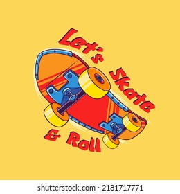 Skateboard vector illustrations with cool slogans for t-shirt print and other uses. Skate more text.