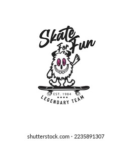 Skateboard vector illustrations with cool slogans for t-shirt print and other uses. Skate for fun text.