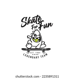 Skateboard vector illustrations with cool slogans for t-shirt print and other uses. Skate for fun text.