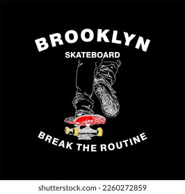 Skateboard vector illustrations with cool slogans for t-shirt print and other uses. Break The Rutine