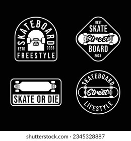 skateboard vector logo design, badge, t shirt, label, sticker. vector vintage illustration