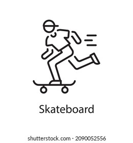 Skateboard vector Outline Icon Design illustration. Activities Symbol on White background EPS 10 File
