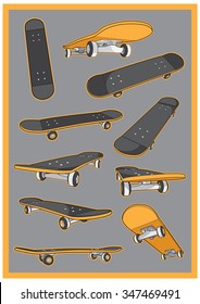 skateboard vector set collection