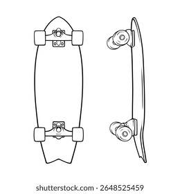skateboard vector set collection with lineart drawing illustration