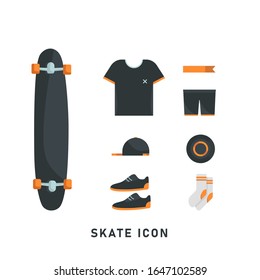 skateboard vector set of modern simple icons. Vector illustration