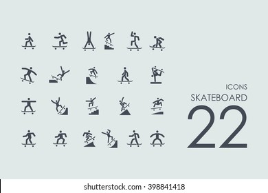 skateboard vector set of modern simple icons