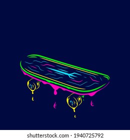 Skateboard vector silhouette line pop art potrait logo colorful design with dark background. Abstract vector illustration. Isolated black background for t-shirt, poster, clothing.
