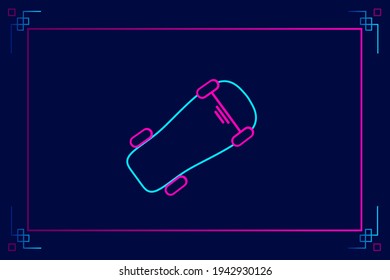 Skateboard vector silhouette line pop art potrait logo colorful design with dark background. Abstract vector illustration. Isolated black background for t-shirt, poster, clothing.