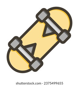 Skateboard Vector Thick Line Filled Colors Icon For Personal And Commercial Use.
