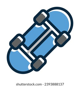 Skateboard Vector Thick Line Filled Dark Colors Icons For Personal And Commercial Use.
