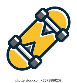 Skateboard Vector Thick Line Filled Dark Colors Icons For Personal And Commercial Use.
