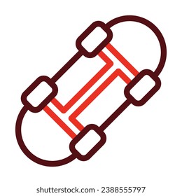 Skateboard Vector Thick Line Two Color Icons For Personal And Commercial Use.
