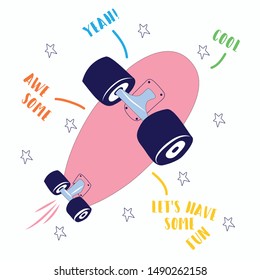skateboard wheel color text line star girl tee illustration art vector