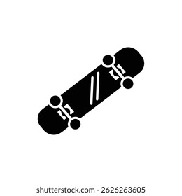 Skateboard with Wheels and Stripe Pattern Black Icon