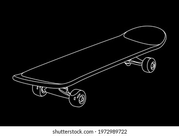 Skateboard white on black background